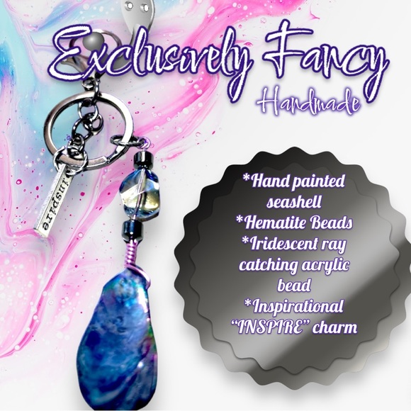 keychain & bag hook INSPIRE Seashell hematite unique accessory NWT - Picture 1 of 12